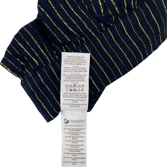 Boden Womens Pants UK 12 US 8 Navy Blue Pinstripe Metallic Trousers R0275 NWT - Picture 10 of 14